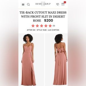 Tie-Back Cutout Maxi Dress with Front Slit, Desert Rose, 12R